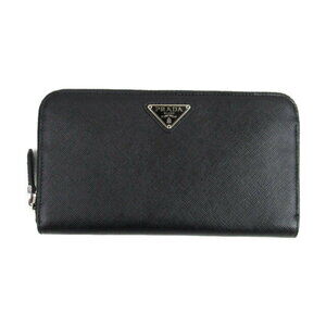 Prada Saffiano Round Long Wallet Black